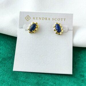 New Kendra Scott Gold Stud Earrings - Piper Blue Lapis